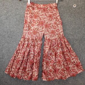 Pink Pants Girls 9 10 Y Floral Flared‎ Wide Tiered Boho UTSA Kids WESTSIDE 23x18